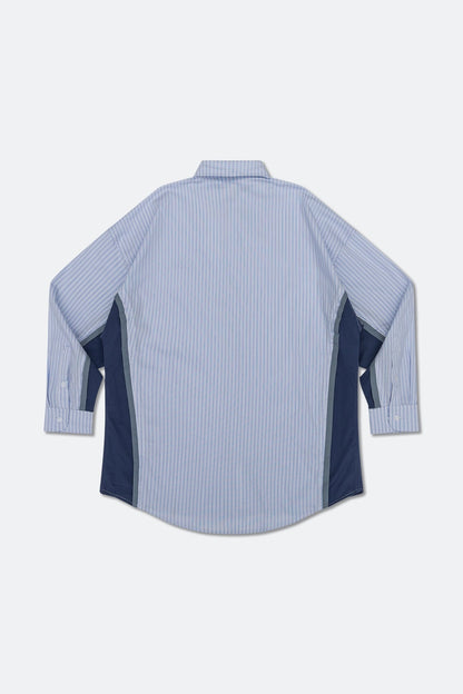 GROCERY ST-015 OVERSIZED PANELED STRIPE SHIRT/ BLUE & NAVY - GROGROCERY