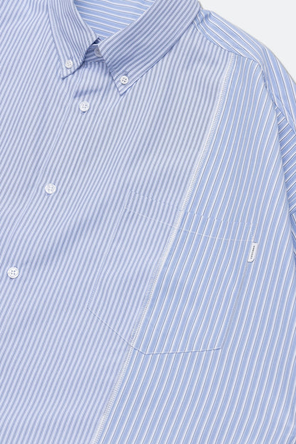 GROCERY ST-017 TWO TONE PATCHWORK STRIPE SHIRT/ BLUE & WHITE - GROGROCERY