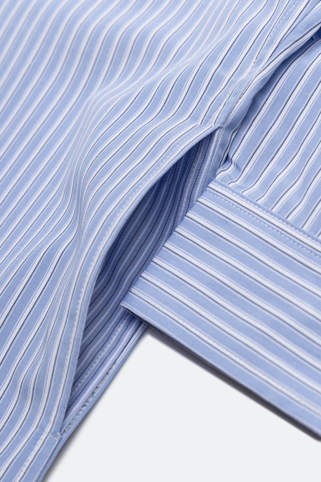 GROCERY ST-017 TWO TONE PATCHWORK STRIPE SHIRT/ BLUE & WHITE - GROGROCERY