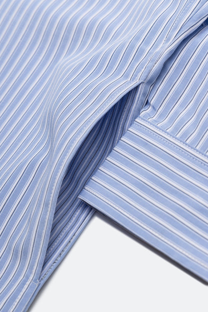 GROCERY ST-017 TWO TONE PATCHWORK STRIPE SHIRT/ BLUE & WHITE - GROGROCERY