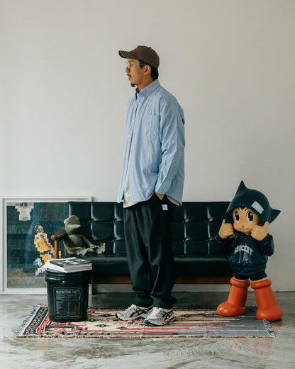 GROCERY ST-017 TWO TONE PATCHWORK STRIPE SHIRT/ BLUE & WHITE - GROGROCERY