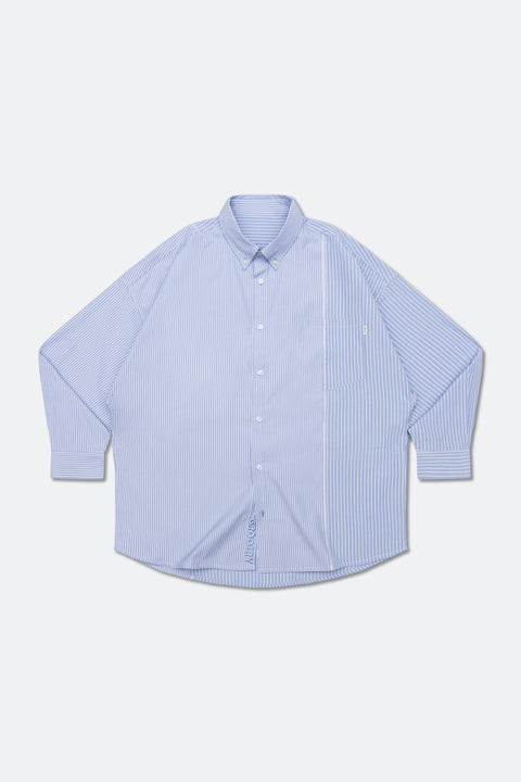 GROCERY ST-017 TWO TONE PATCHWORK STRIPE SHIRT/ BLUE & WHITE - GROGROCERY