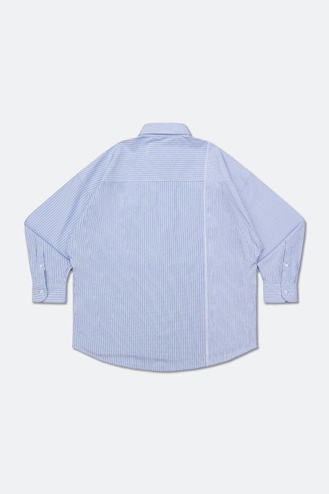 GROCERY ST-017 TWO TONE PATCHWORK STRIPE SHIRT/ BLUE & WHITE - GROGROCERY
