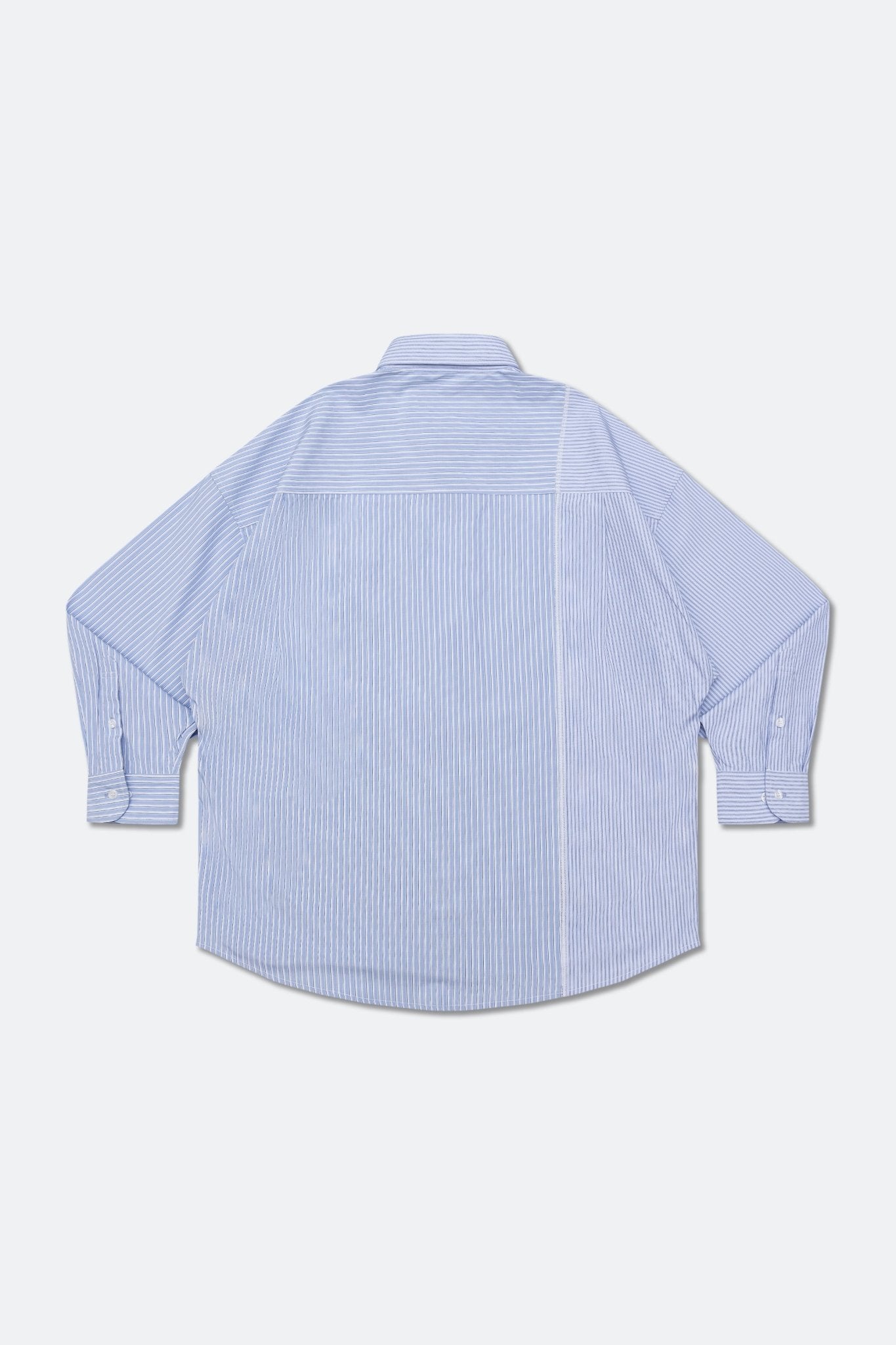 GROCERY ST-017 TWO TONE PATCHWORK STRIPE SHIRT/ BLUE & WHITE - GROGROCERY
