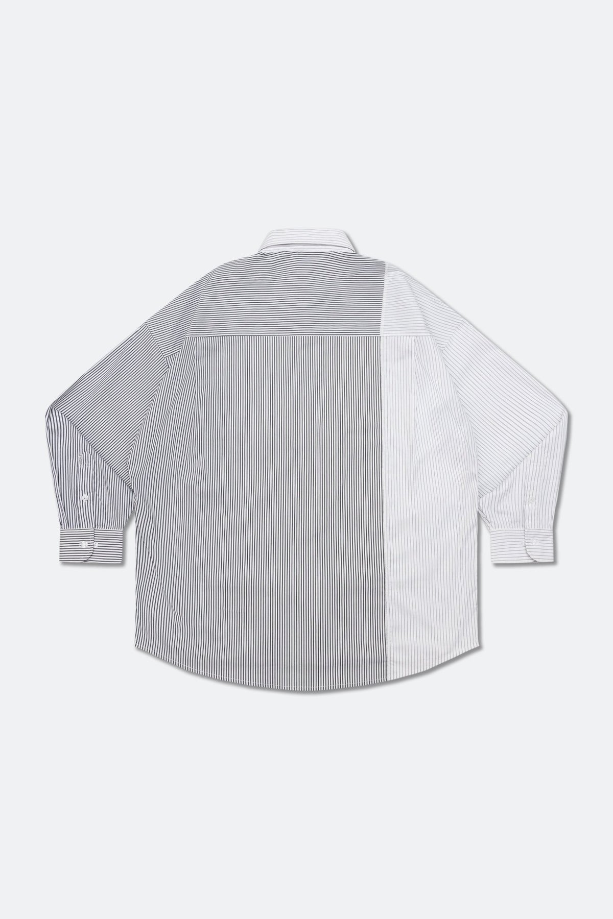GROCERY ST-017 TWO TONE PATCHWORK STRIPE SHIRT/ WHITE & BLACK - GROGROCERY