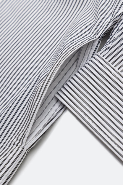 GROCERY ST-017 TWO TONE PATCHWORK STRIPE SHIRT/ WHITE & BLACK - GROGROCERY