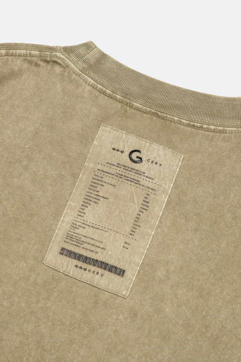 GROCERY TEE-061 SNOW WASHED G LOGO INVOICE POCKET TEE/ SAND - GROGROCERY