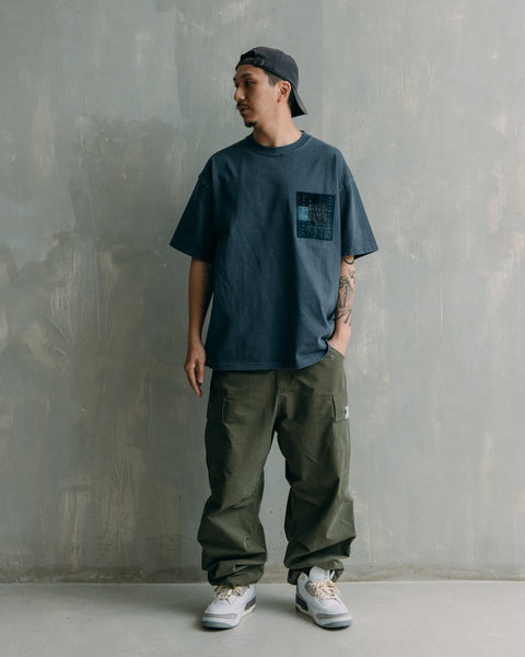 GROCERY x M.ATO WASHED PATCHWORK POCKET TEE/ BLUE - GROGROCERY