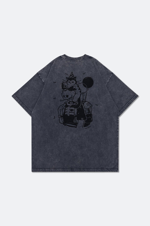 Grodesign - My Cat Snow Washed Grey Tee by Dark n Chill - GROGROCERY