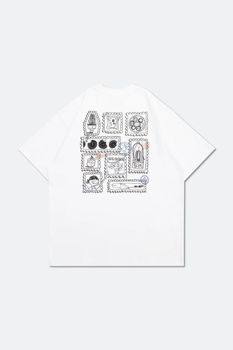 Grodesign - The Edible Stamps White Tee by draw.it.au - GROGROCERY