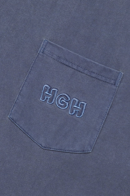 HOOGAH Embroidery washed pocket tee/ Blue - GROGROCERY