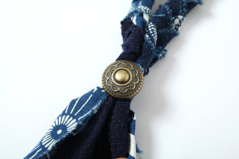 M.ATO【ORU】Indigo Patchwork Braided Necklace - GROGROCERY