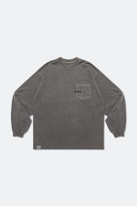 NEEDLESS GROCERY WASHED INVOICE POCKET LONG TOP/ GREY - GROGROCERY