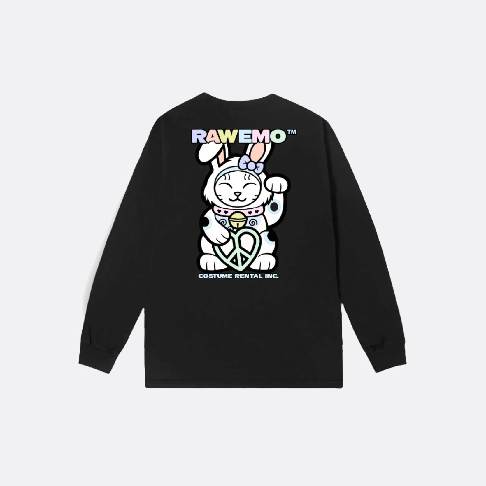 RAWEMOTIONS Valentine Rabbit Cat LS Tee/ Black GROGROCERY