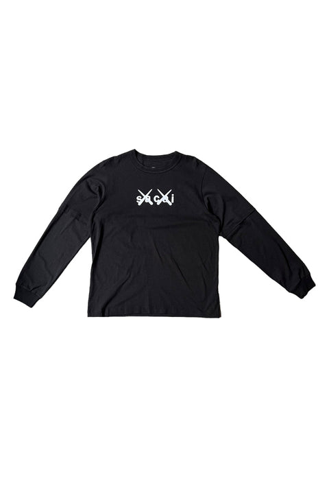 Sacai X Kaws Flock Print Long Sleeve T-shirt - GROGROCERY