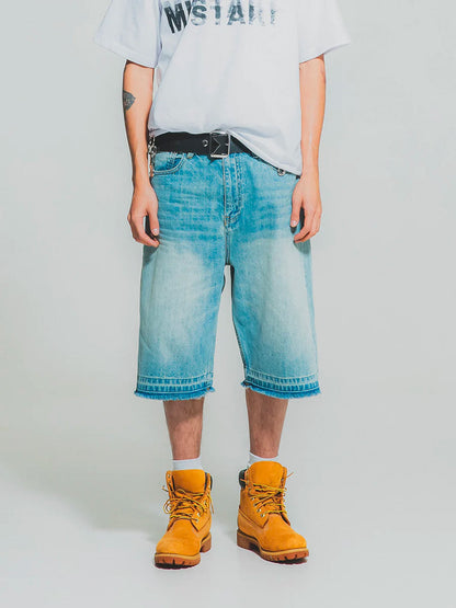 THEGREATMISTAKE. WASHING DENIM SHORTS/ BLUE - GROGROCERY