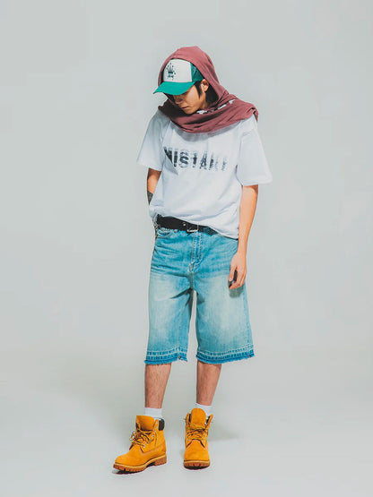 THEGREATMISTAKE. WASHING DENIM SHORTS/ BLUE - GROGROCERY