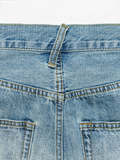 THEGREATMISTAKE. WASHING DENIM SHORTS/ BLUE - GROGROCERY