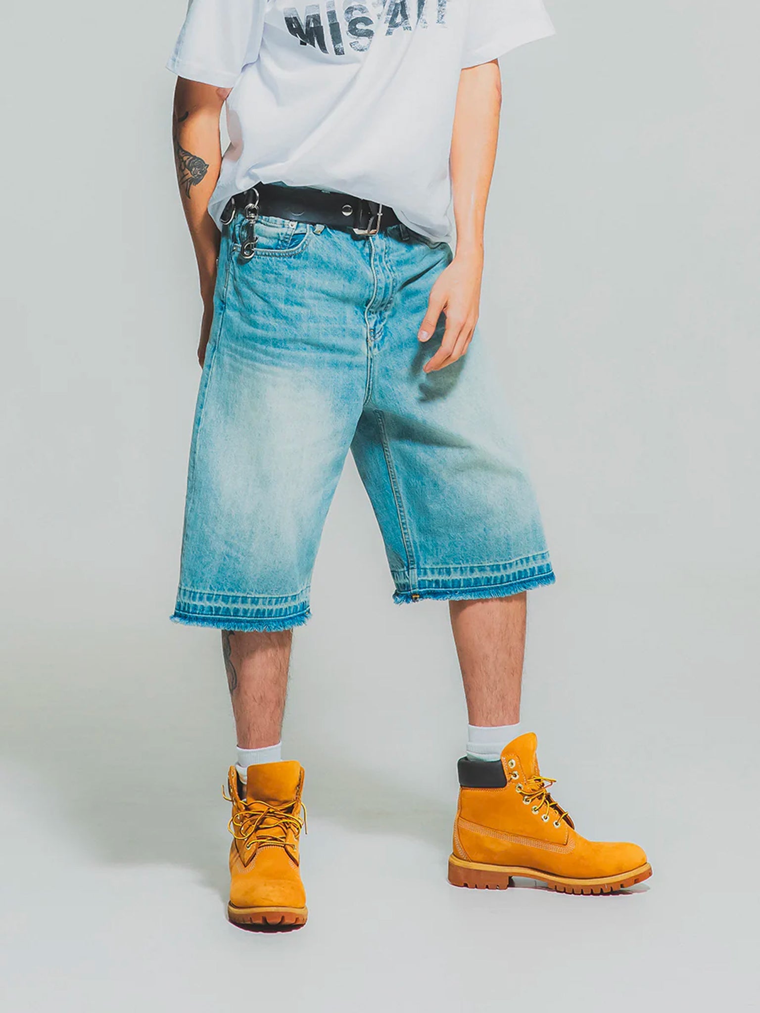 THEGREATMISTAKE. WASHING DENIM SHORTS/ BLUE - GROGROCERY