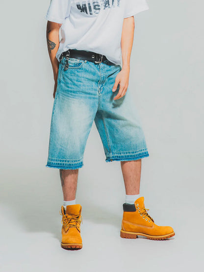 THEGREATMISTAKE. WASHING DENIM SHORTS/ BLUE - GROGROCERY